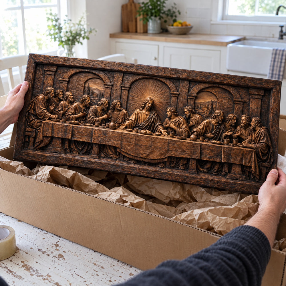 Unboxing the Last Supper wood carving at home