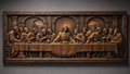 The Last Supper hand-carved wood wall art, front view