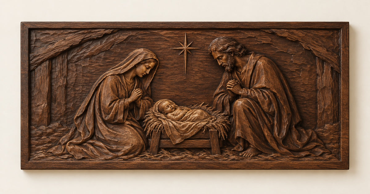 The Nativity hand-carved wood wall art
